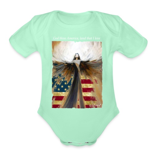God bless America Angel_Strong color_white type - Organic Short Sleeve Baby Bodysuit