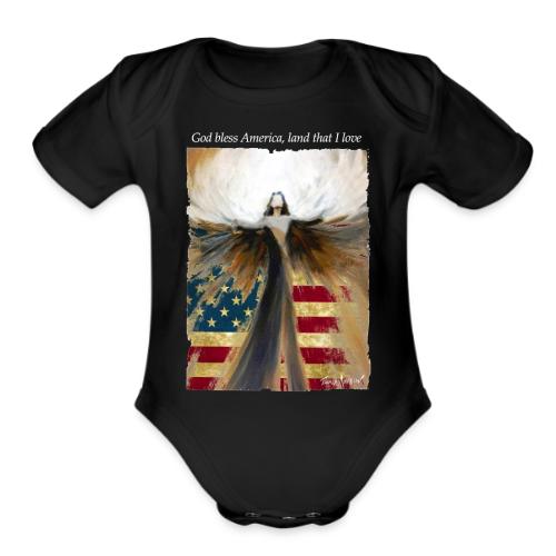 God bless America Angel_Strong color_white type - Organic Short Sleeve Baby Bodysuit