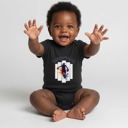Basketball Never Stops - Organic Short Sleeve Baby Bodysuit