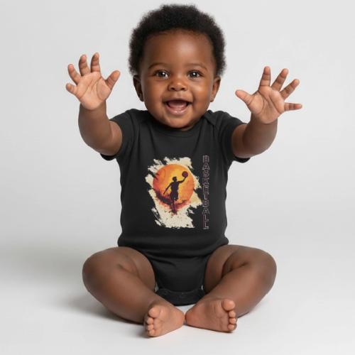 Basketball Stride - Organic Short Sleeve Baby Bodysuit