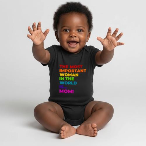 Mom: The Most Important Woman in the World - Organic Short Sleeve Baby Bodysuit