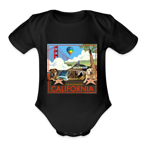 2 Traveling Dogs California - Organic Short Sleeve Baby Bodysuit