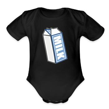 Milk - Organic Short Sleeve Baby Bodysuit - black - Front