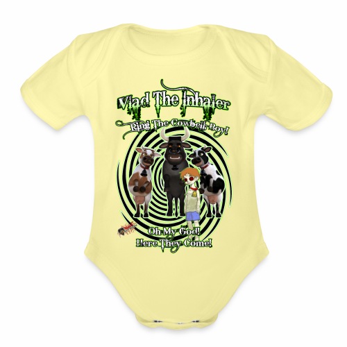 Ring The Cowbell Boy - Organic Short Sleeve Baby Bodysuit