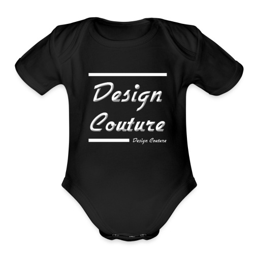 DESIGN COUTURE WHITE - Organic Short Sleeve Baby Bodysuit
