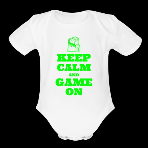 Keep Calm and Game On | Retro Gamer Arcade - Organic Short Sleeve Baby Bodysuit
