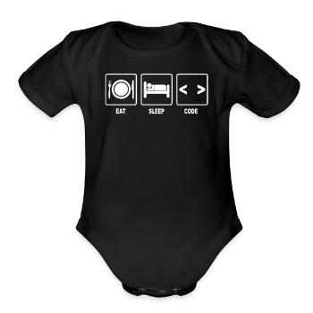 V1 Eat Sleep Code - Organic Short Sleeve Baby Bodysuit - black - Front