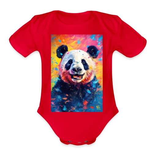 Paint Splatter Panda Bear - Organic Short Sleeve Baby Bodysuit