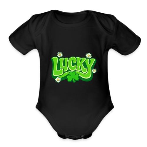 Lucky 70s Retro T-Shirt - Organic Short Sleeve Baby Bodysuit