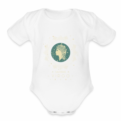 Zodiac sign Cautious Virgo August September - Organic Short Sleeve Baby Bodysuit