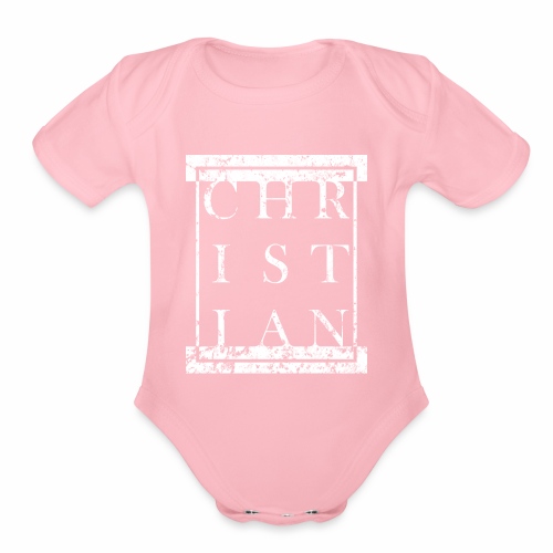 CHRISTIAN Religion - Grunge Block Box Gift Ideas - Organic Short Sleeve Baby Bodysuit