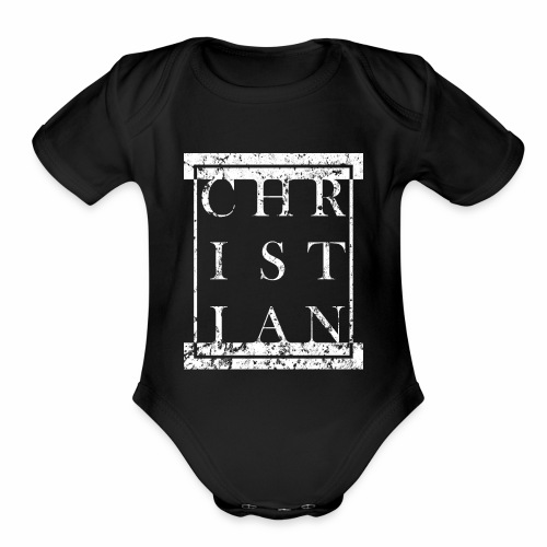CHRISTIAN Religion - Grunge Block Box Gift Ideas - Organic Short Sleeve Baby Bodysuit