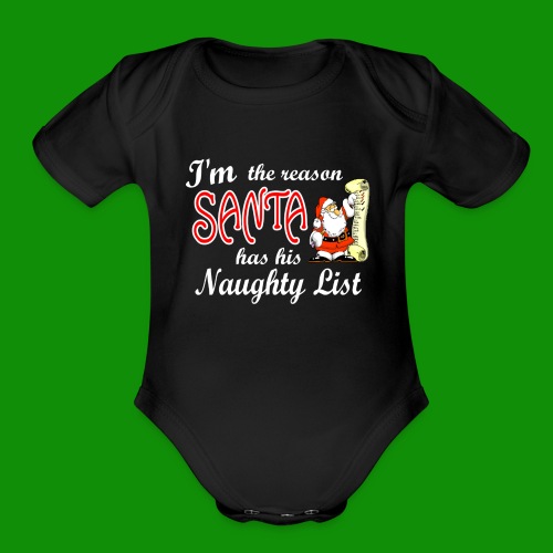 Santa Naughty List - Organic Short Sleeve Baby Bodysuit