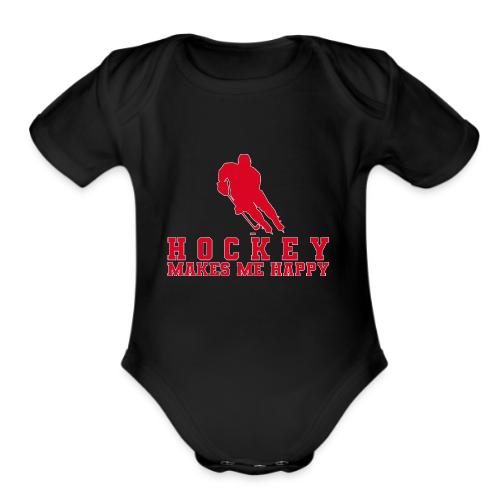 Hockey makes me happy - Organic Short Sleeve Baby Bodysuit