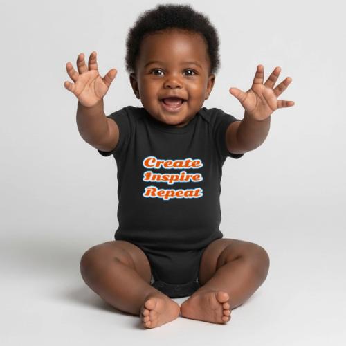 Create, Inspire, Repeat — Artist Life Script - Organic Short Sleeve Baby Bodysuit