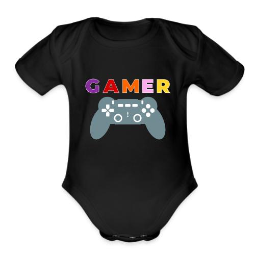 Colorful Gamer Controller Graphic - Organic Short Sleeve Baby Bodysuit