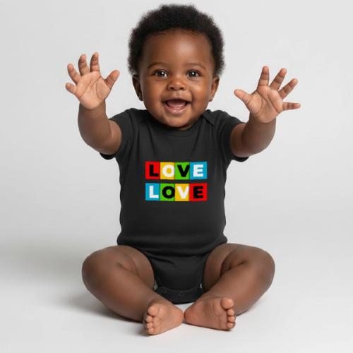 Love in Color - Organic Short Sleeve Baby Bodysuit