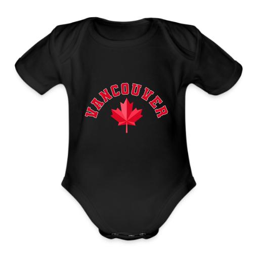 Vancouver with maple leaf - Organic Short Sleeve Baby Bodysuit