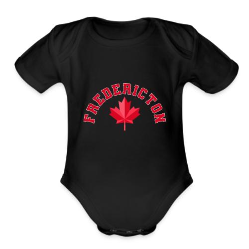 Fredericton with maple leaf - Organic Short Sleeve Baby Bodysuit