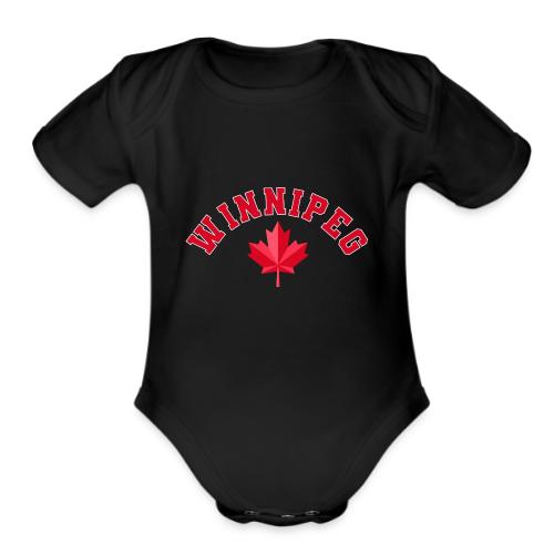 Winnipeg with maple leaf - Organic Short Sleeve Baby Bodysuit
