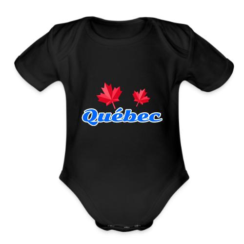 Québec with two red maple leaves - Organic Short Sleeve Baby Bodysuit