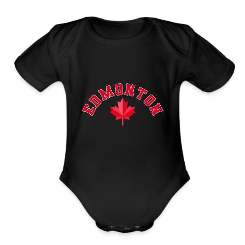 Edmonton with maple leaf - Organic Short Sleeve Baby Bodysuit