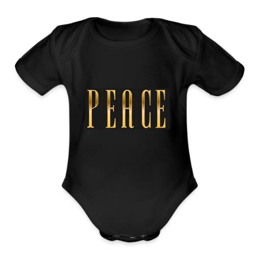 Peace in Gold - Organic Short Sleeve Baby Bodysuit