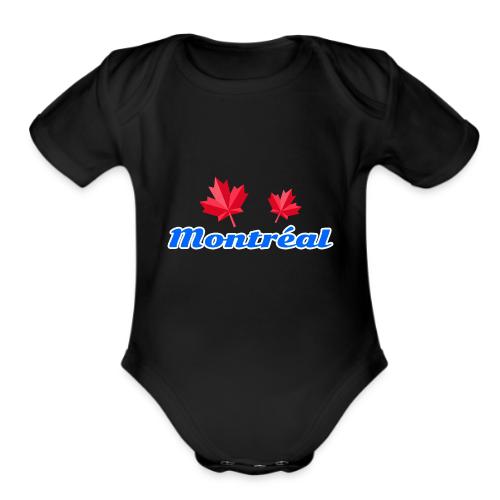 Montréal with two red maple leaves - Organic Short Sleeve Baby Bodysuit