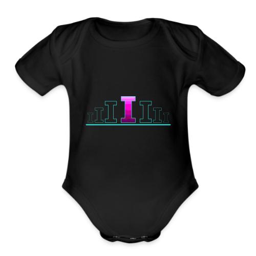 Letter I – Capital Varsity Alphabet Monogram - Organic Short Sleeve Baby Bodysuit