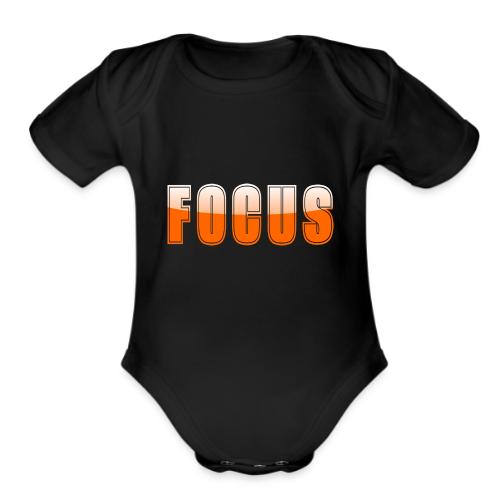 FOCUS Vibrant Orange Motivational Word Design - Organic Short Sleeve Baby Bodysuit