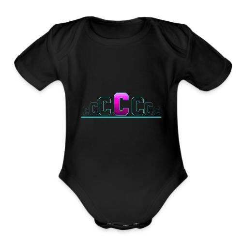 Letter C – Capital Varsity Alphabet Monogram - Organic Short Sleeve Baby Bodysuit