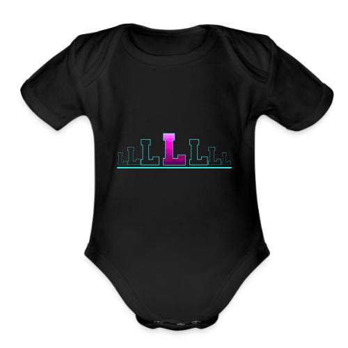 Letter L – Capital Varsity Alphabet Monogram - Organic Short Sleeve Baby Bodysuit
