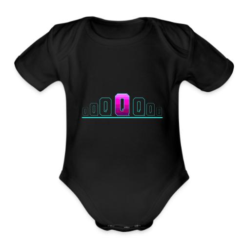 Letter Q – Capital Varsity Alphabet Monogram - Organic Short Sleeve Baby Bodysuit