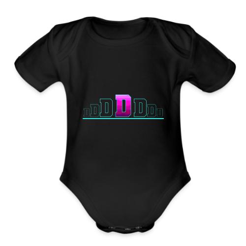 Letter D – Capital Varsity Alphabet Monogram - Organic Short Sleeve Baby Bodysuit