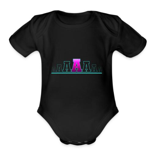 Letter A – Capital Varsity Alphabet Monogram - Organic Short Sleeve Baby Bodysuit