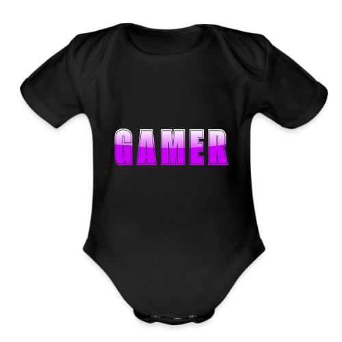 Gamer Purple Glossy Collegiate Design - Organic Short Sleeve Baby Bodysuit