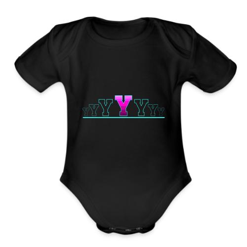 Letter Y – Capital Varsity Alphabet Monogram - Organic Short Sleeve Baby Bodysuit