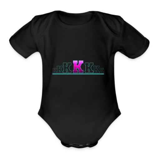 Letter K – Capital Varsity Alphabet Monogram - Organic Short Sleeve Baby Bodysuit