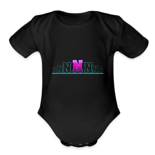 Letter N – Capital Varsity Alphabet Monogram - Organic Short Sleeve Baby Bodysuit