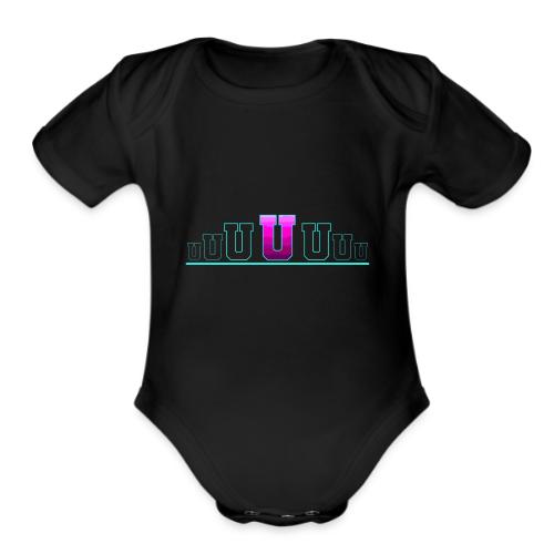 Letter U – Capital Varsity Alphabet Monogram - Organic Short Sleeve Baby Bodysuit