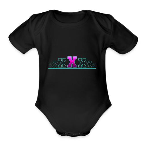 Letter X – Capital Varsity Alphabet Monogram - Organic Short Sleeve Baby Bodysuit