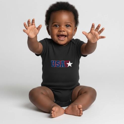 Star Stripe USA - Organic Short Sleeve Baby Bodysuit