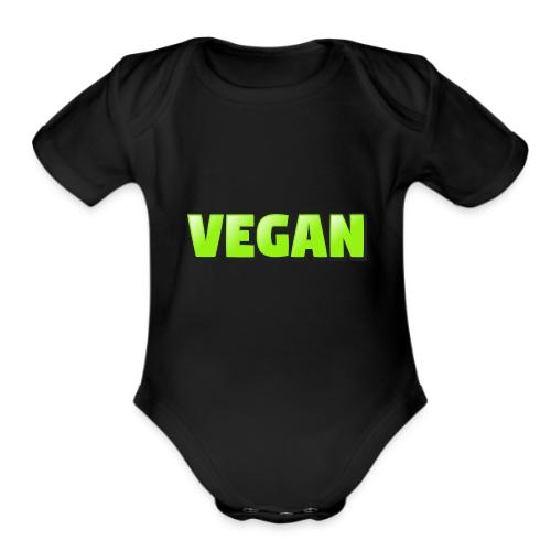 Vegan Bold Green Typography Design - Organic Short Sleeve Baby Bodysuit