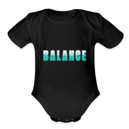BALANCE Calm Teal Minimal Word Art Design - Organic Short Sleeve Baby Bodysuit