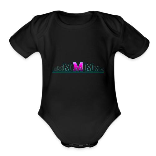 Letter M – Capital Varsity Alphabet Monogram - Organic Short Sleeve Baby Bodysuit