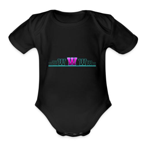Letter W – Capital Varsity Alphabet Monogram - Organic Short Sleeve Baby Bodysuit