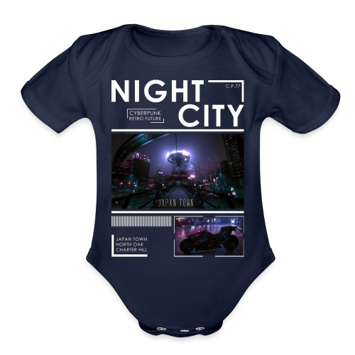 Night City Japan Town - Organic Short Sleeve Baby Bodysuit