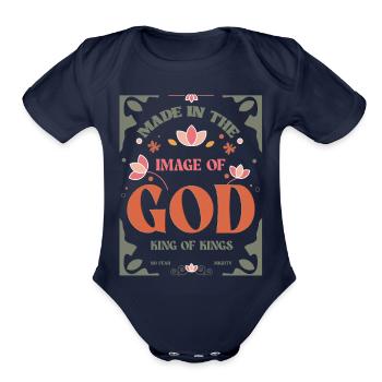 Made in the image of GOD - Organic Short Sleeve Baby Bodysuit - dark navy - Front