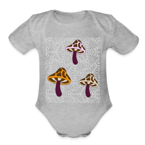 Fall Season Mushroom Designs - Organic Short Sleeve Baby Bodysuit