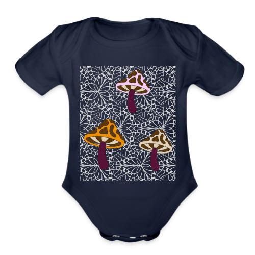 Fall Season Mushroom Designs - Organic Short Sleeve Baby Bodysuit